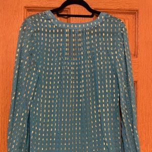 Lilly Pulitzer blue and gold blouse size medium